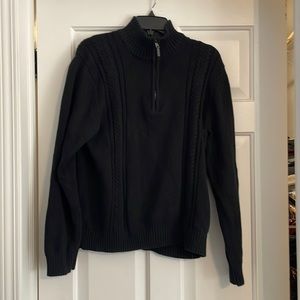 Calvin Klein CK black cotton quarter zip sweater. Size L.